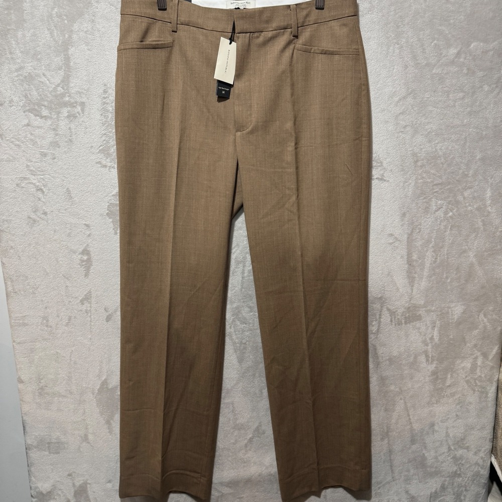 Banana Republic High Rise Straight Wool Pants Brown Size 14 NWT 444813-01-1